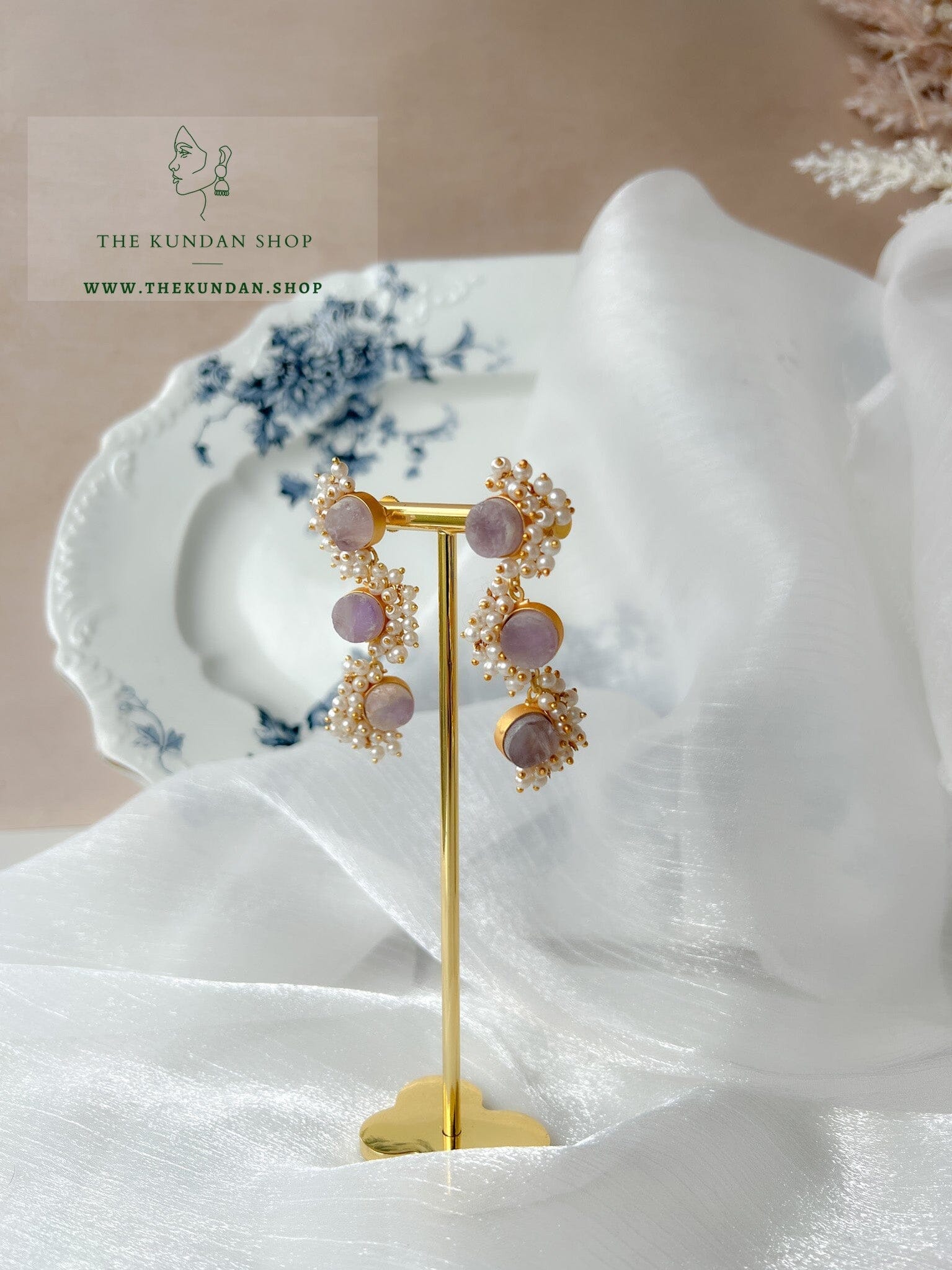 No Different in Lavender Earrings THE KUNDAN SHOP 