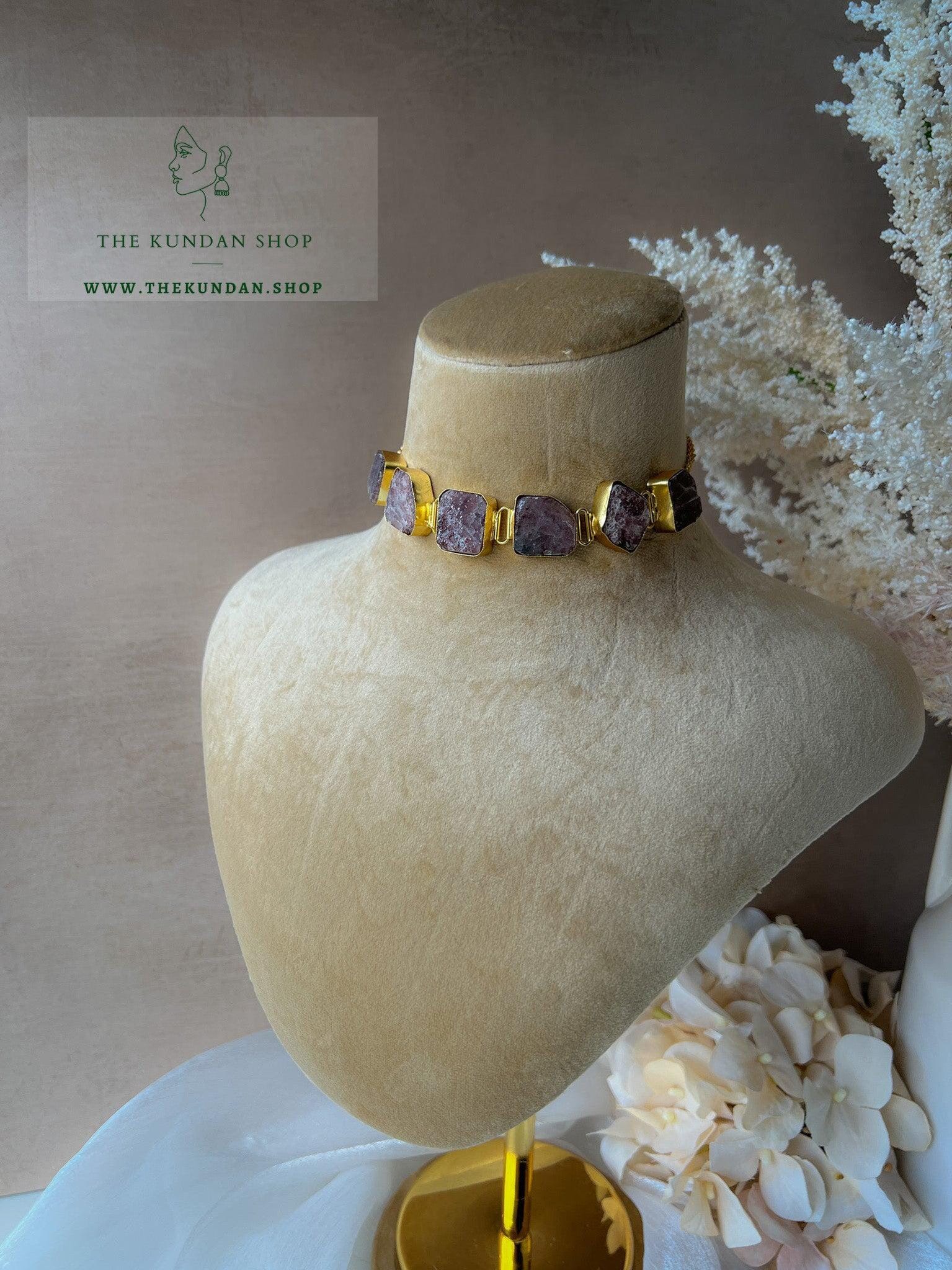 Destined Gold Foils in Purple Necklace Sets THE KUNDAN SHOP 