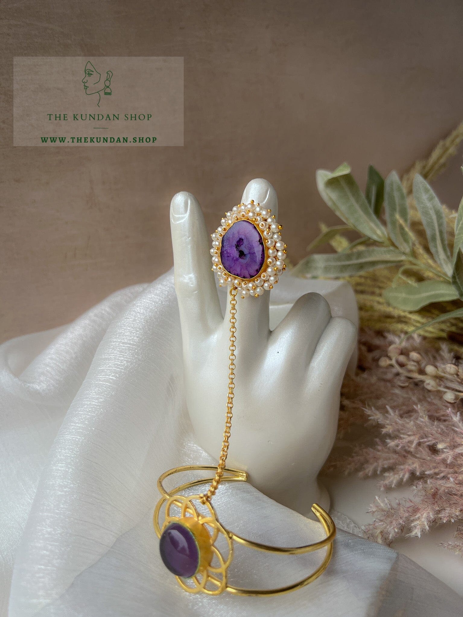 Stones in Purple // Bracelet + Ring Combo Bangles THE KUNDAN SHOP 