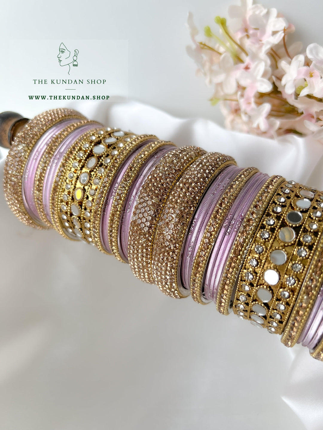 Round Sheesha Bangles in Purple Pink Bangles THE KUNDAN SHOP 
