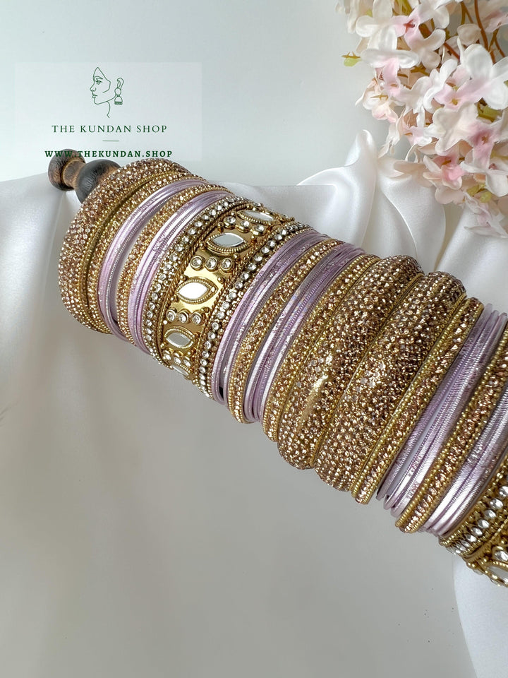 Marquee Sheesha Bangles in Purple Pink Bangles THE KUNDAN SHOP 