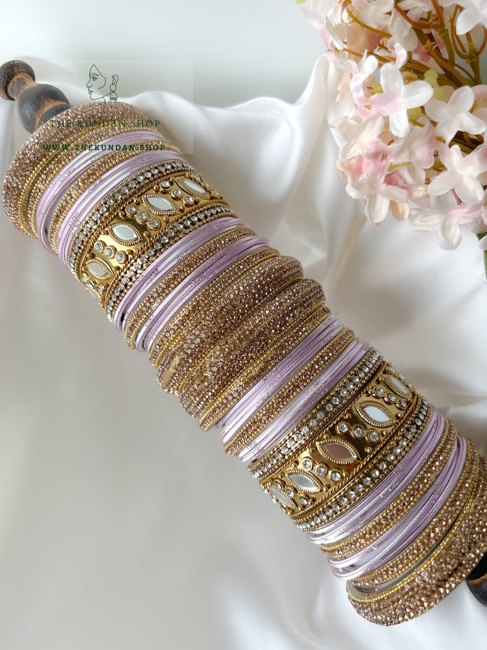 Marquee Sheesha Bangles in Purple Pink Bangles THE KUNDAN SHOP 
