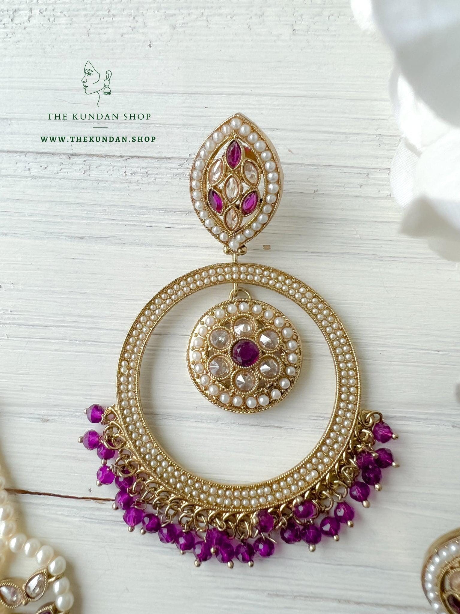 Ardent in Purple Earrings + Tikka THE KUNDAN SHOP 