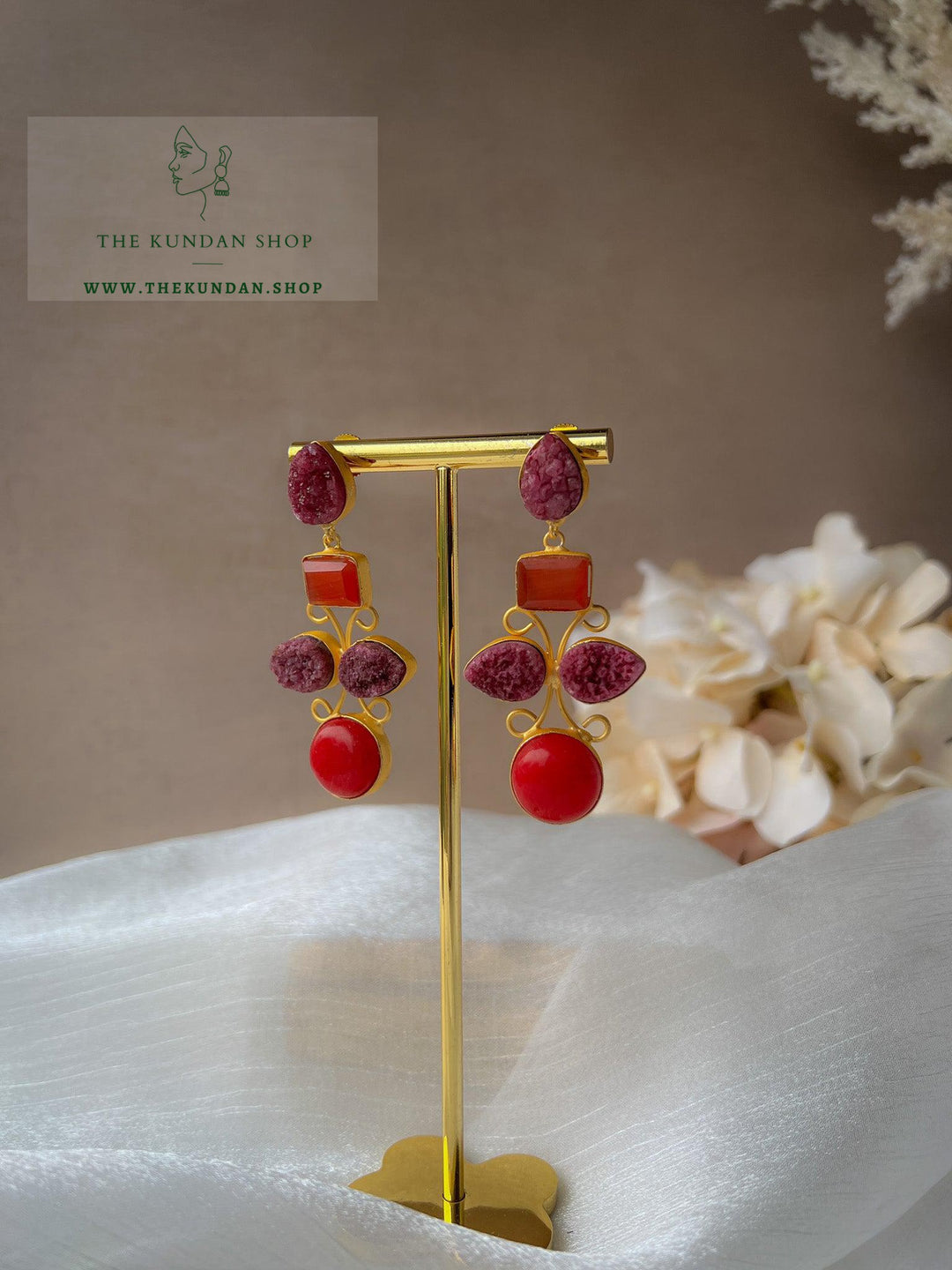 Dual Stone Drops Earrings THE KUNDAN SHOP 