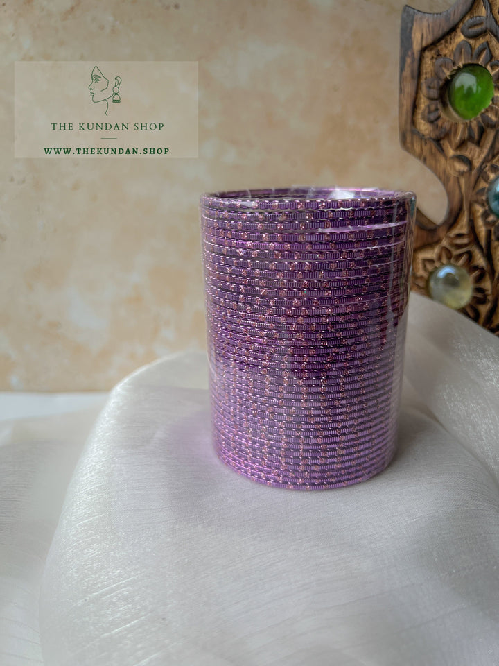 Sparkle &amp; Sheen Bangles in Royal Purple Bangles THE KUNDAN SHOP 
