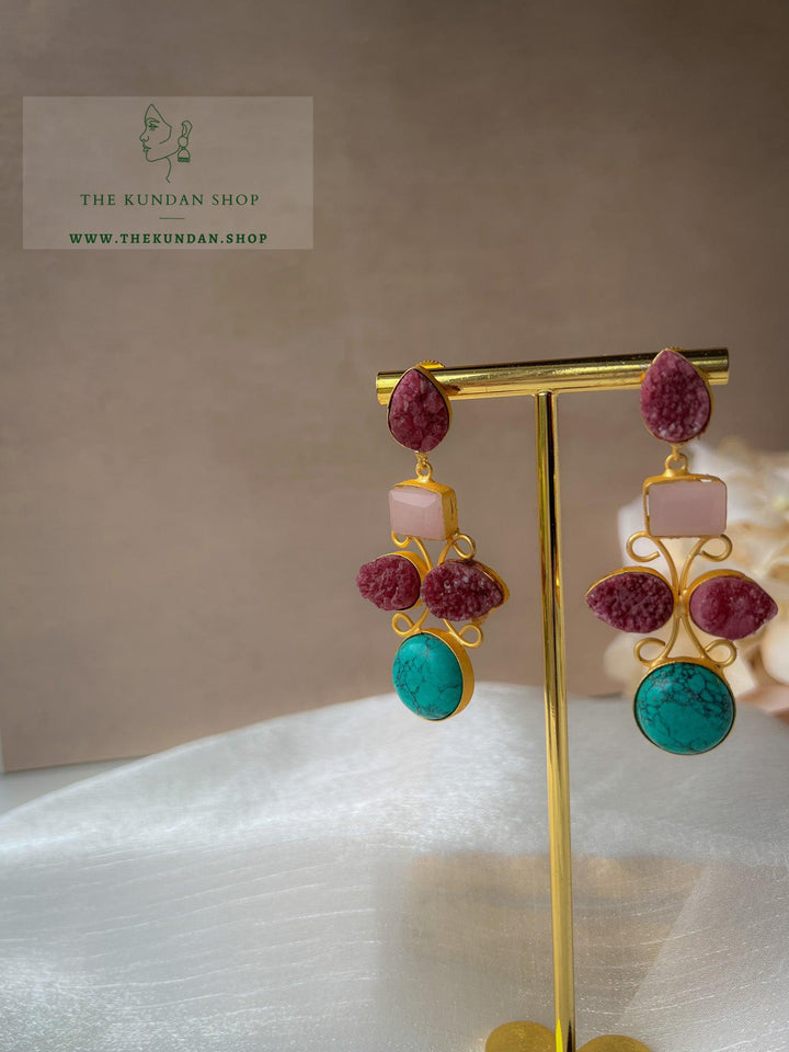 Dual Stone Drops Earrings THE KUNDAN SHOP 