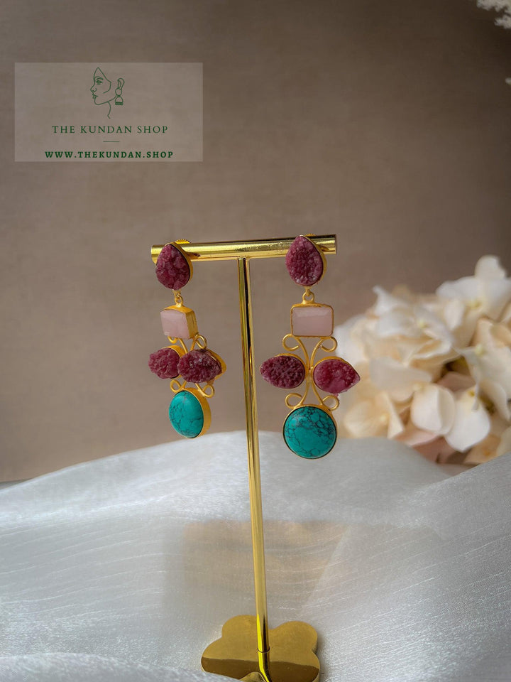 Dual Stone Drops Earrings THE KUNDAN SHOP 