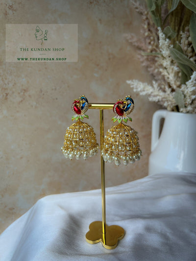 Moorni Cage Jhumkis Earrings THE KUNDAN SHOP 