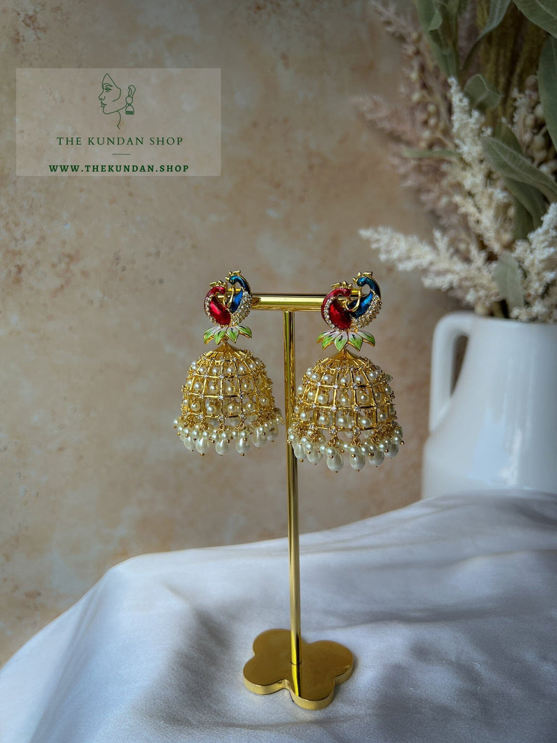 Moorni Cage Jhumkis Earrings THE KUNDAN SHOP 