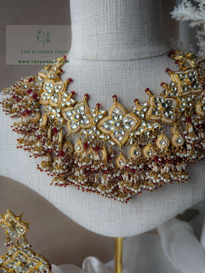 Warmth Ruby in Statement Kundan Necklace Sets THE KUNDAN SHOP 