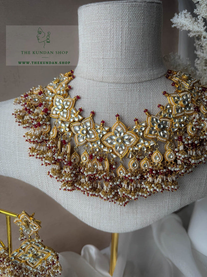 Warmth Ruby in Statement Kundan Necklace Sets THE KUNDAN SHOP 