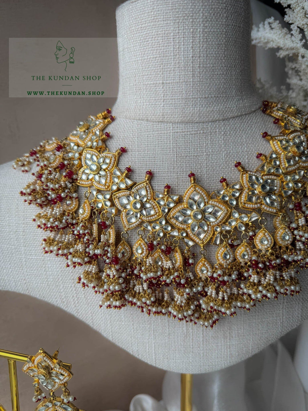 Warmth Ruby in Statement Kundan Necklace Sets THE KUNDAN SHOP 