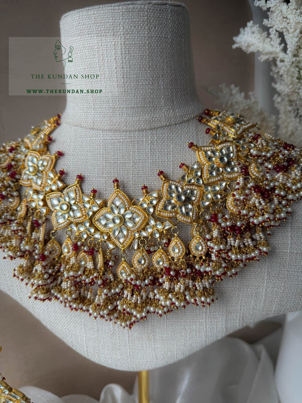 Warmth Ruby in Statement Kundan Necklace Sets THE KUNDAN SHOP 