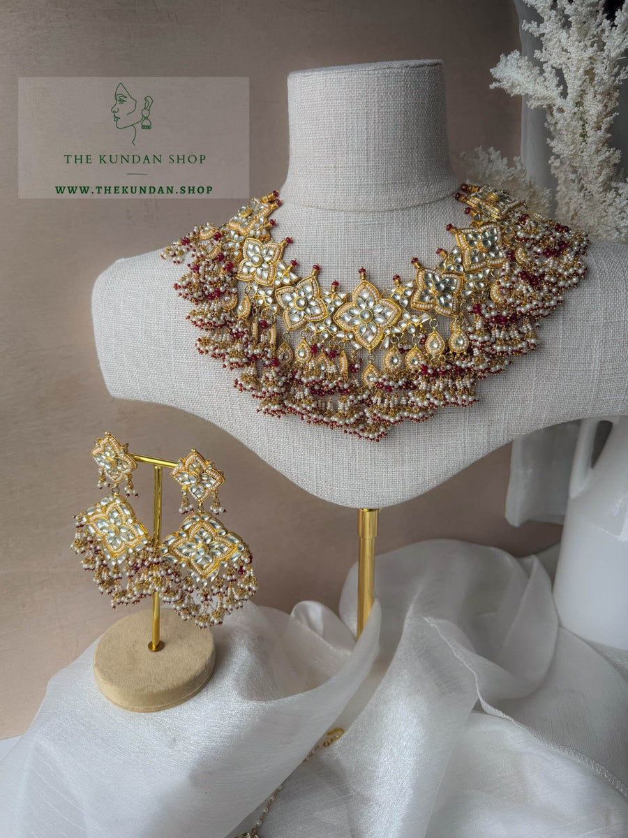 Warmth Ruby in Statement Kundan Necklace Sets THE KUNDAN SHOP 