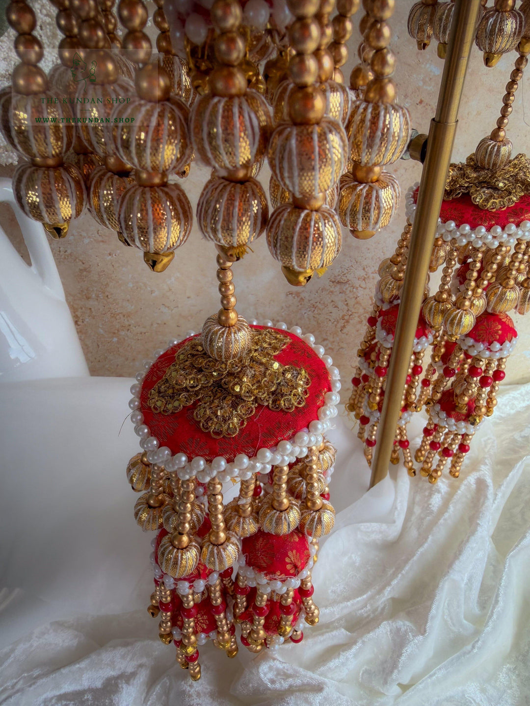 Pearl Space // Red Fabric Kaleeray Kaleeray THE KUNDAN SHOP 
