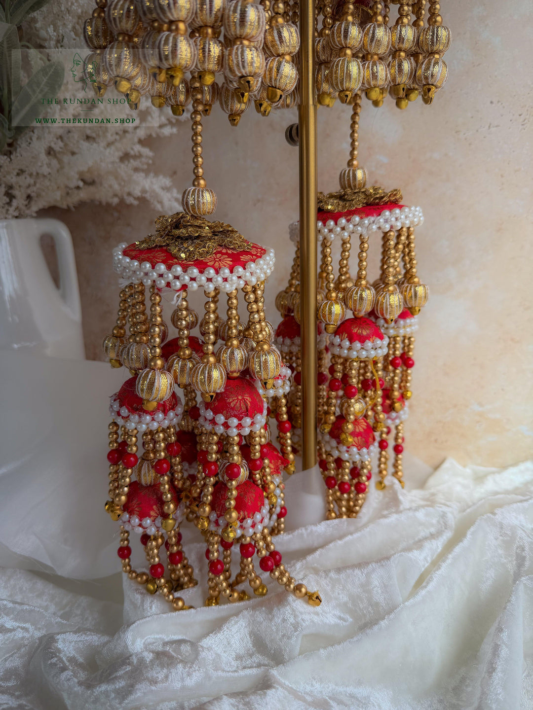 Pearl Space // Red Fabric Kaleeray Kaleeray THE KUNDAN SHOP 