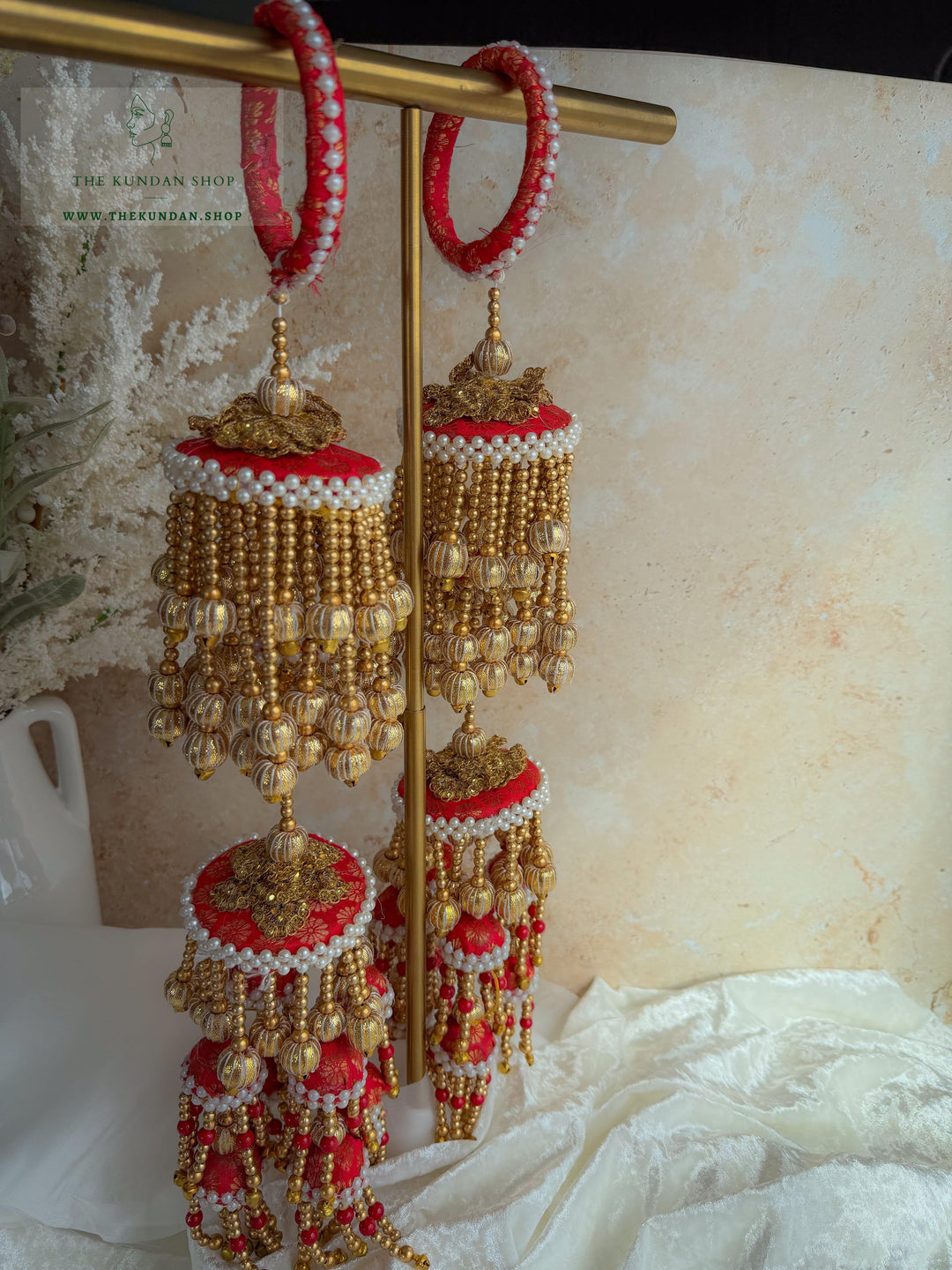 Pearl Space // Red Fabric Kaleeray Kaleeray THE KUNDAN SHOP 