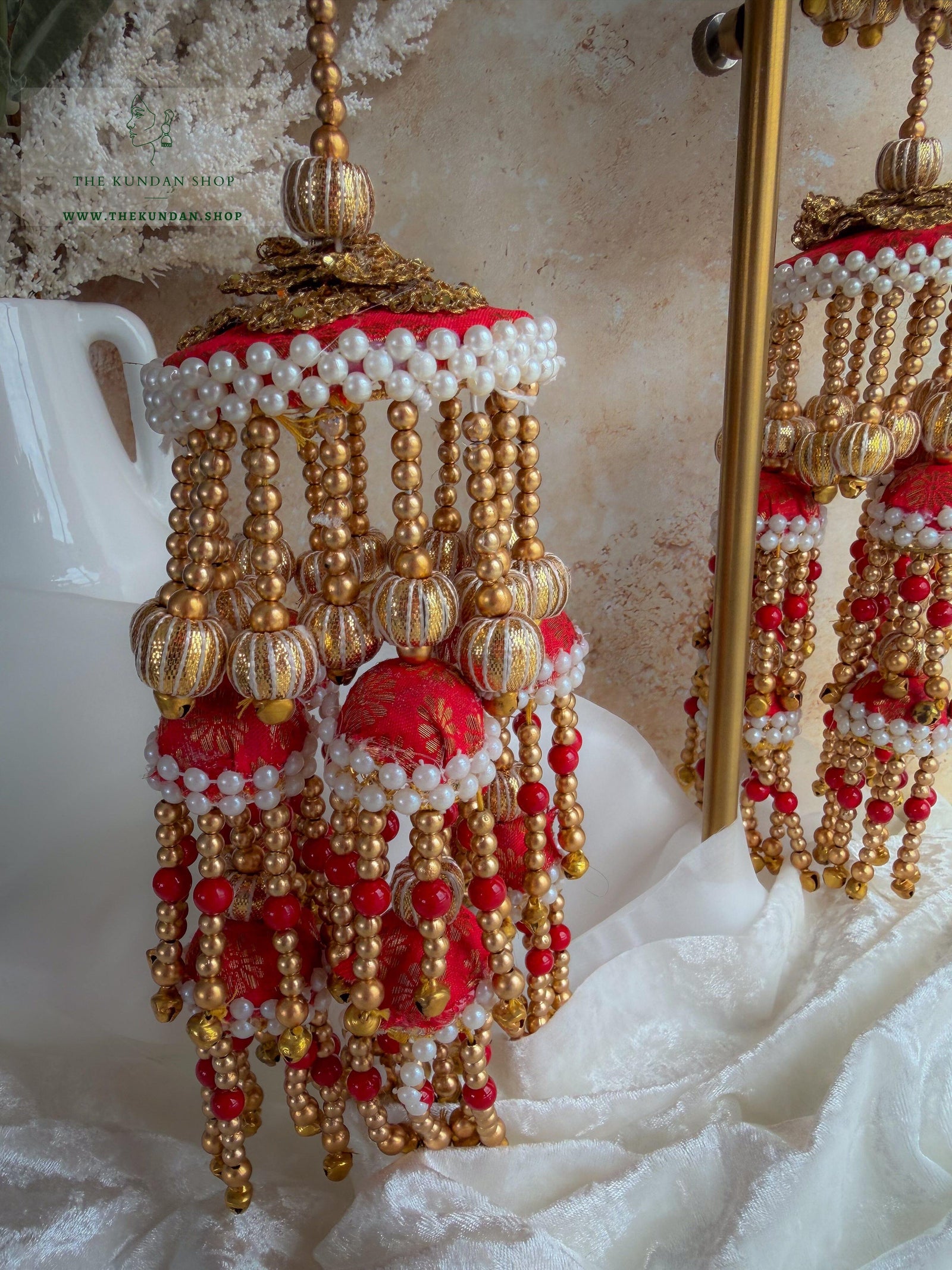 Pearl Space // Red Fabric Kaleeray Kaleeray THE KUNDAN SHOP 