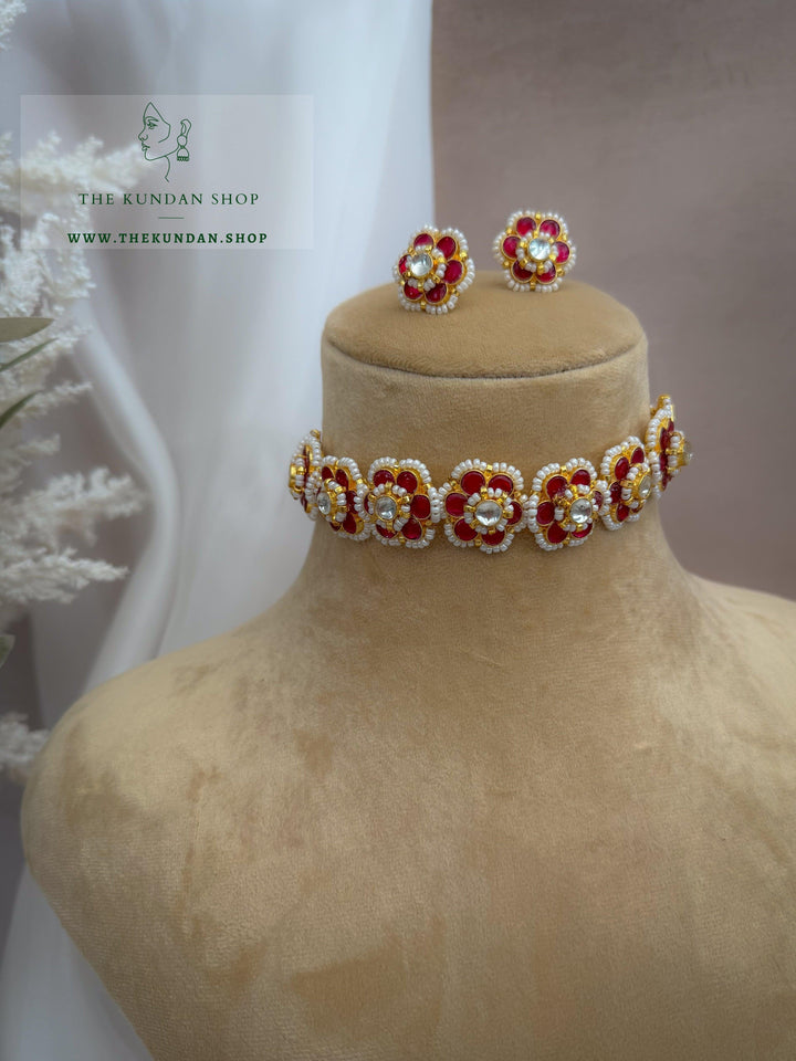 Botanic Kundan in Red Necklace Sets THE KUNDAN SHOP 