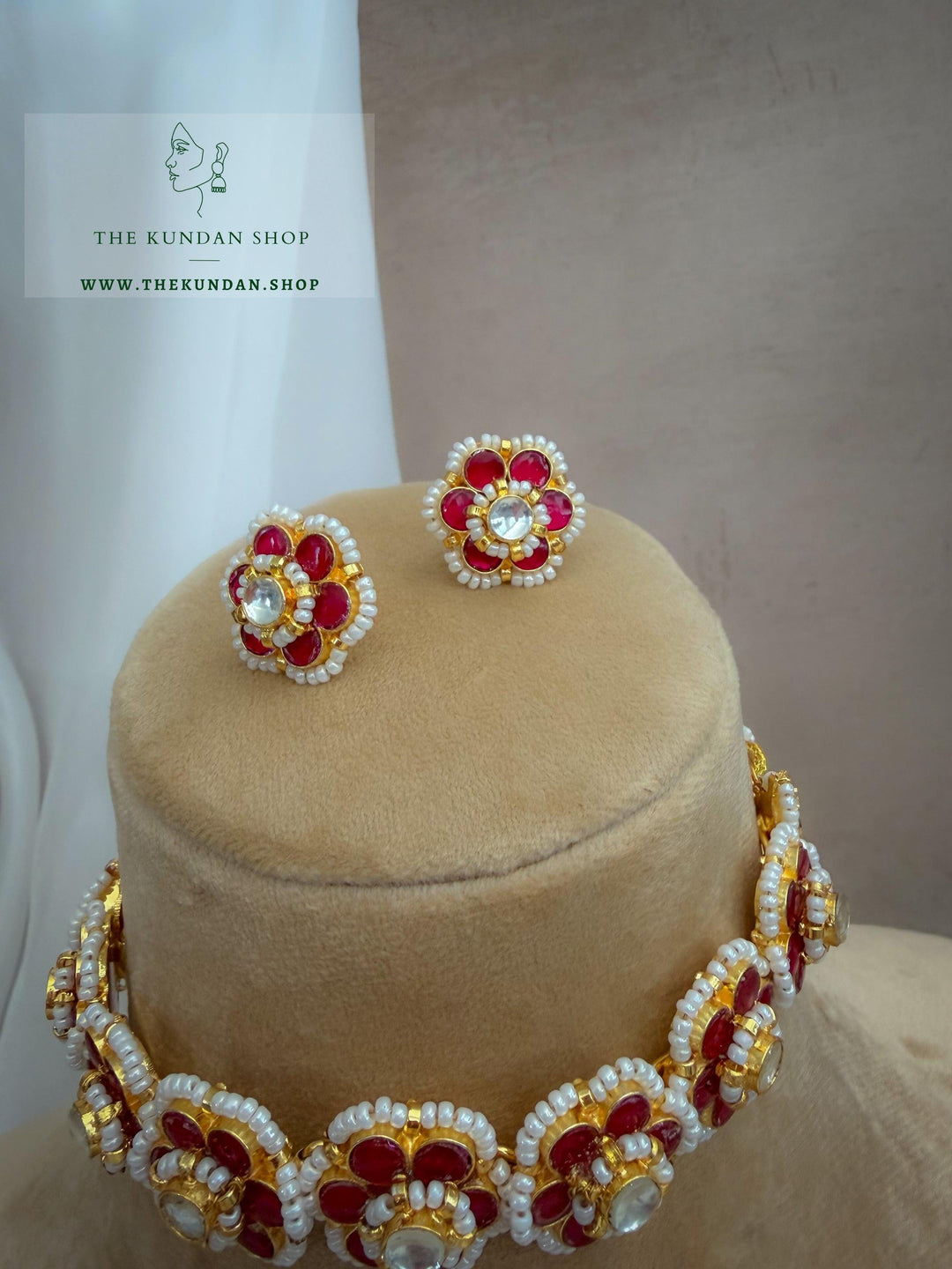 Botanic Kundan in Red Necklace Sets THE KUNDAN SHOP 