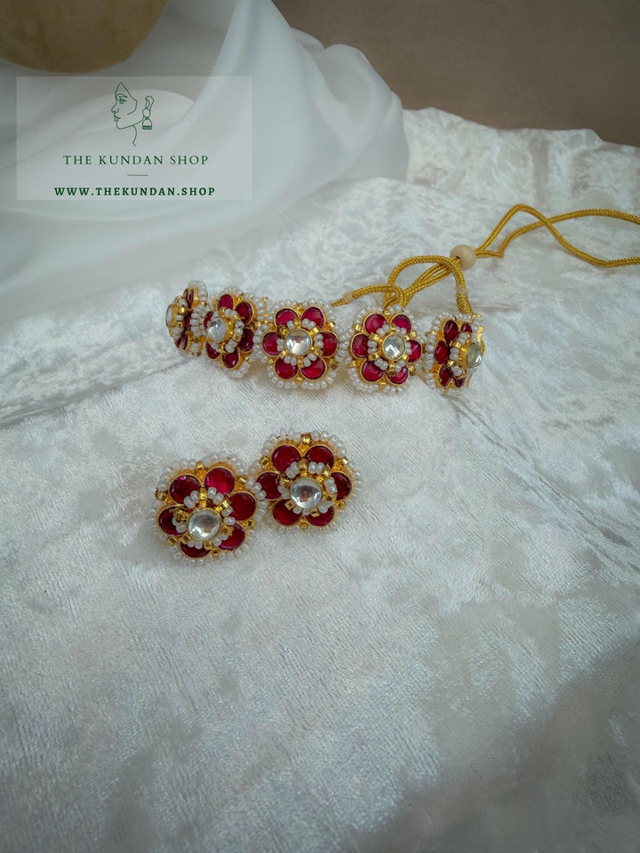 Botanic Kundan in Red Necklace Sets THE KUNDAN SHOP 