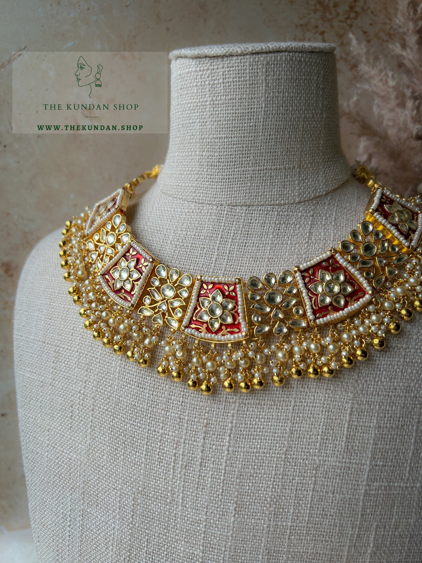 Appreciative in Red Necklace Sets THE KUNDAN SHOP 