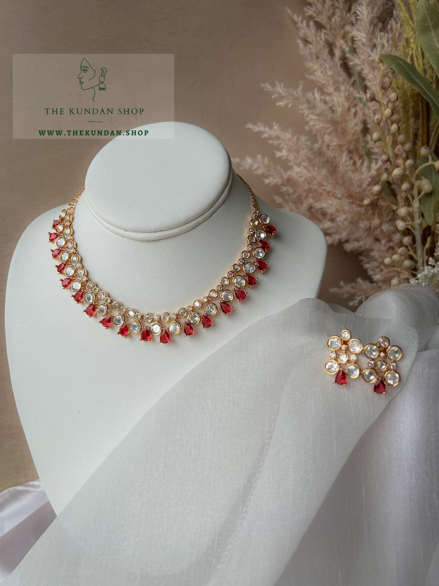 Gatekeep in Red Necklace Sets THE KUNDAN SHOP 