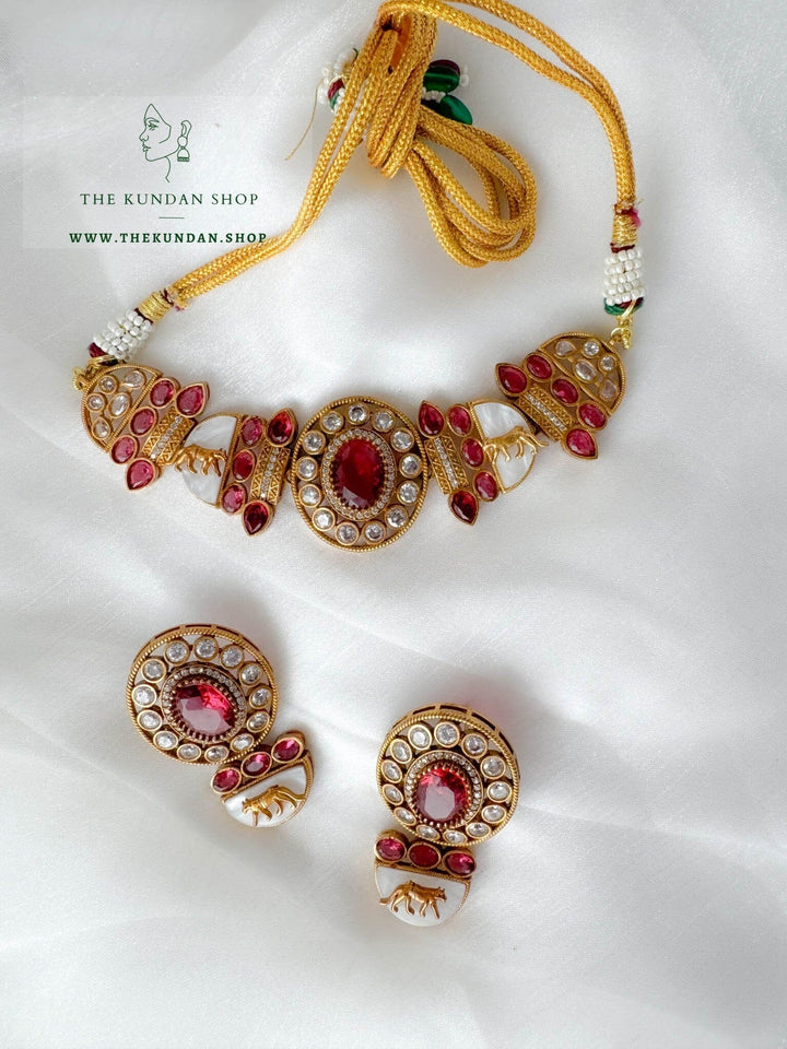 Quaint in Ruby Necklace Sets THE KUNDAN SHOP 