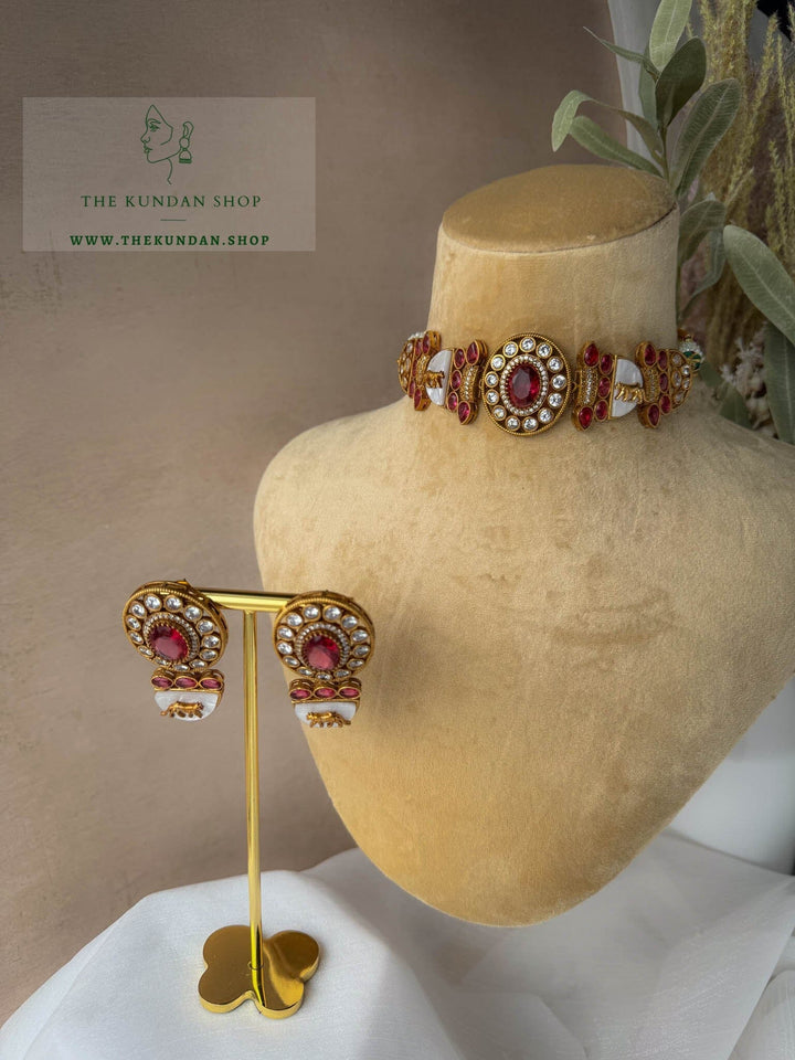 Quaint in Ruby Necklace Sets THE KUNDAN SHOP 