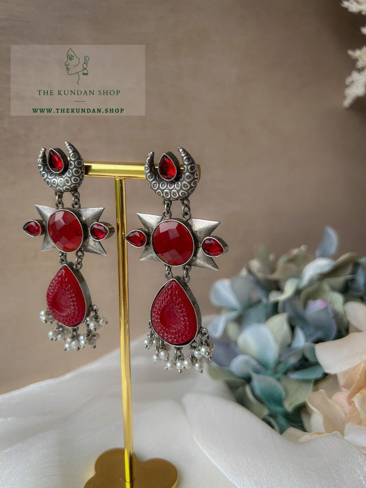 Carved Statements in Oxidized Earrings THE KUNDAN SHOP 