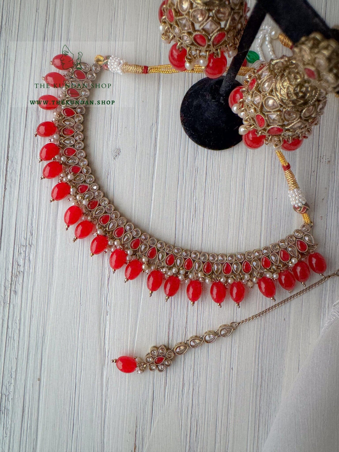 Saving Grace in Red Necklace Sets THE KUNDAN SHOP 