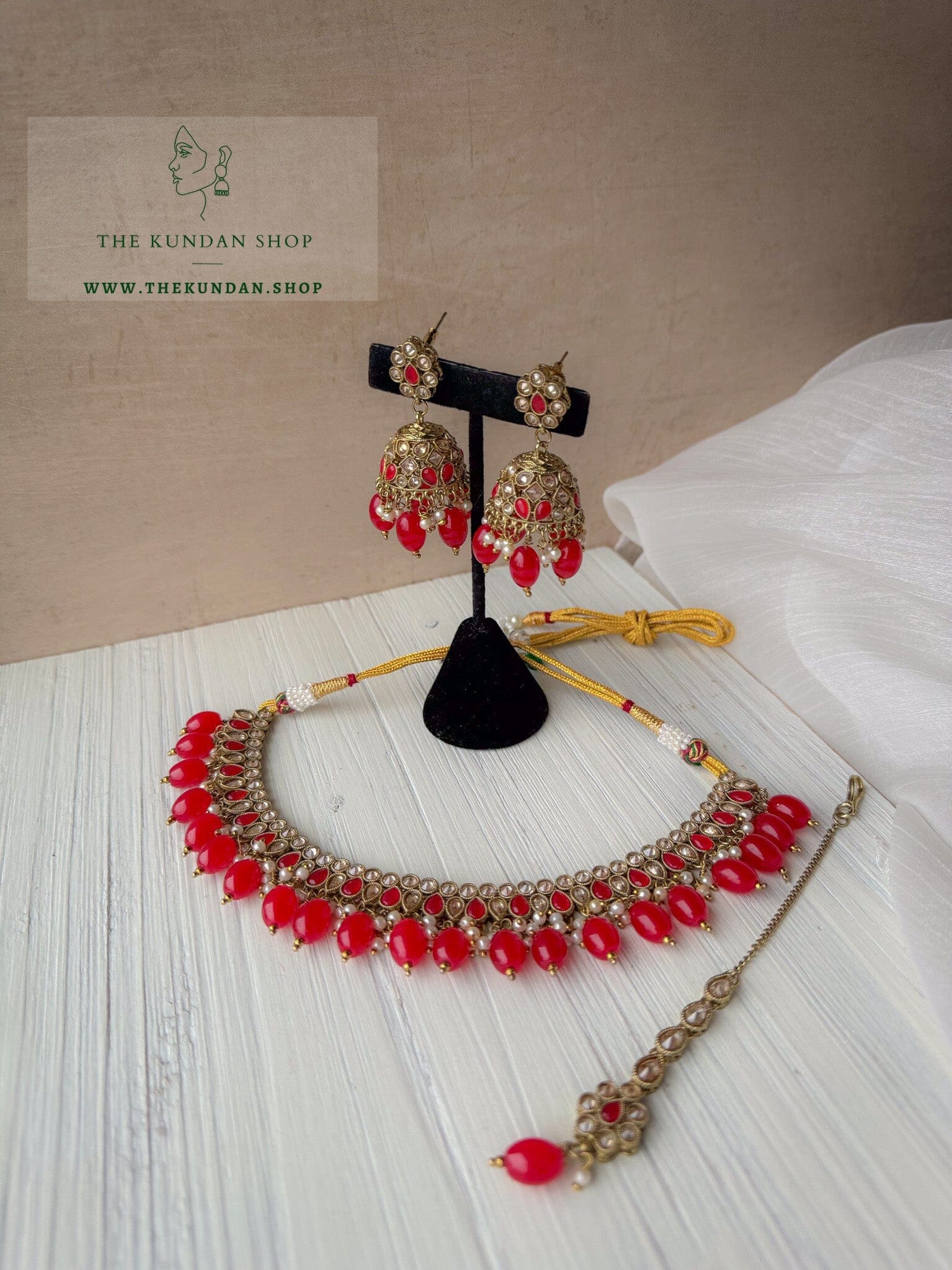 Saving Grace in Red Necklace Sets THE KUNDAN SHOP 