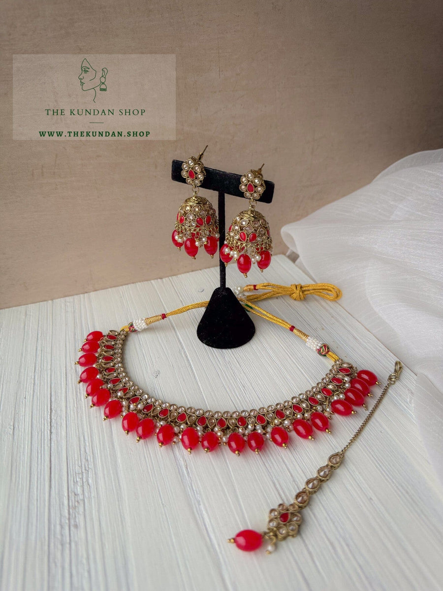 Saving Grace in Red Necklace Sets THE KUNDAN SHOP 