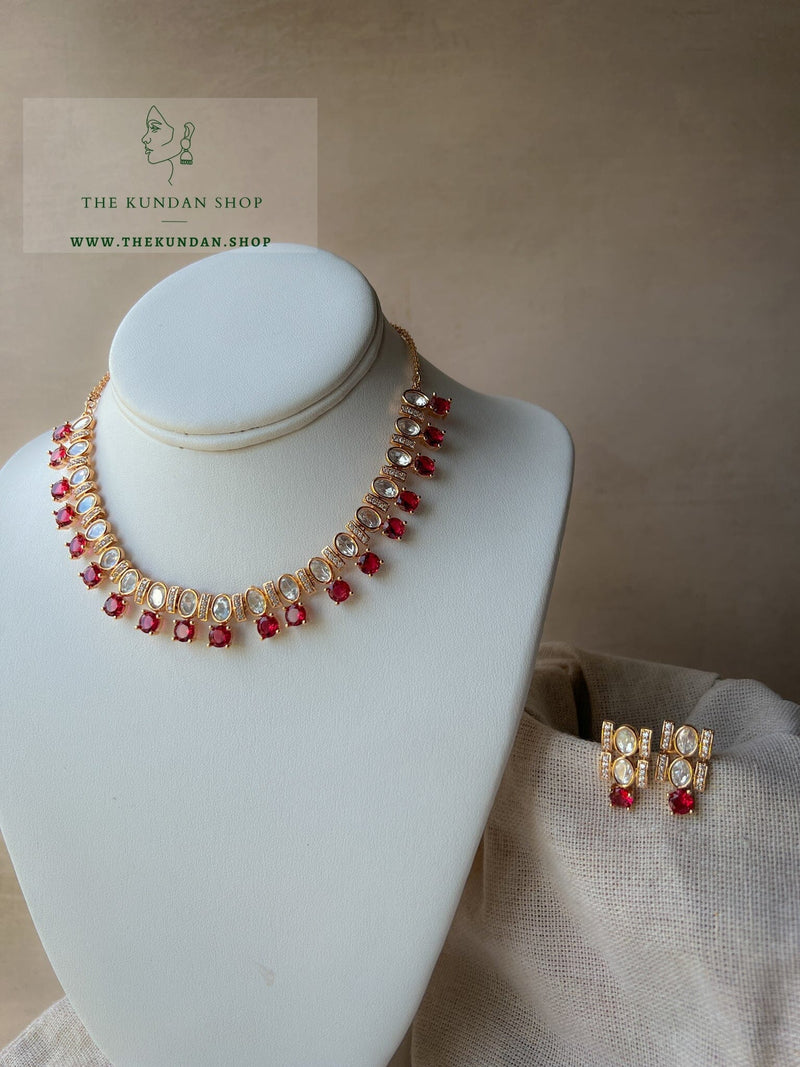 Embellished in Red Necklace Sets THE KUNDAN SHOP 
