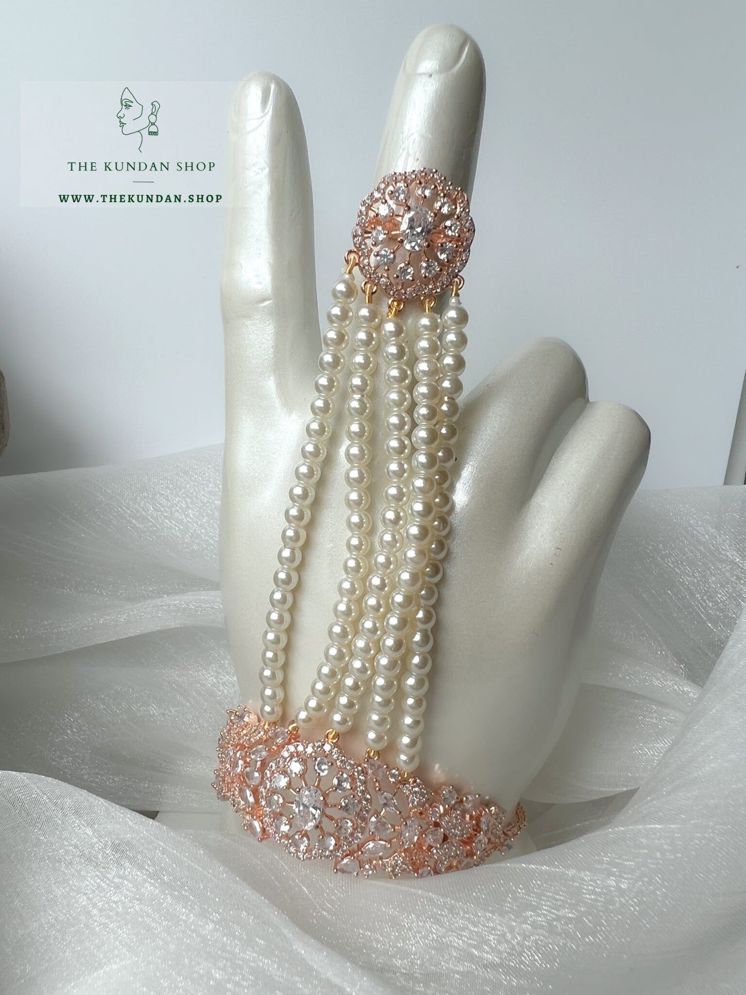 Beauties Hand Piece in Rose Gold Ring THE KUNDAN SHOP 