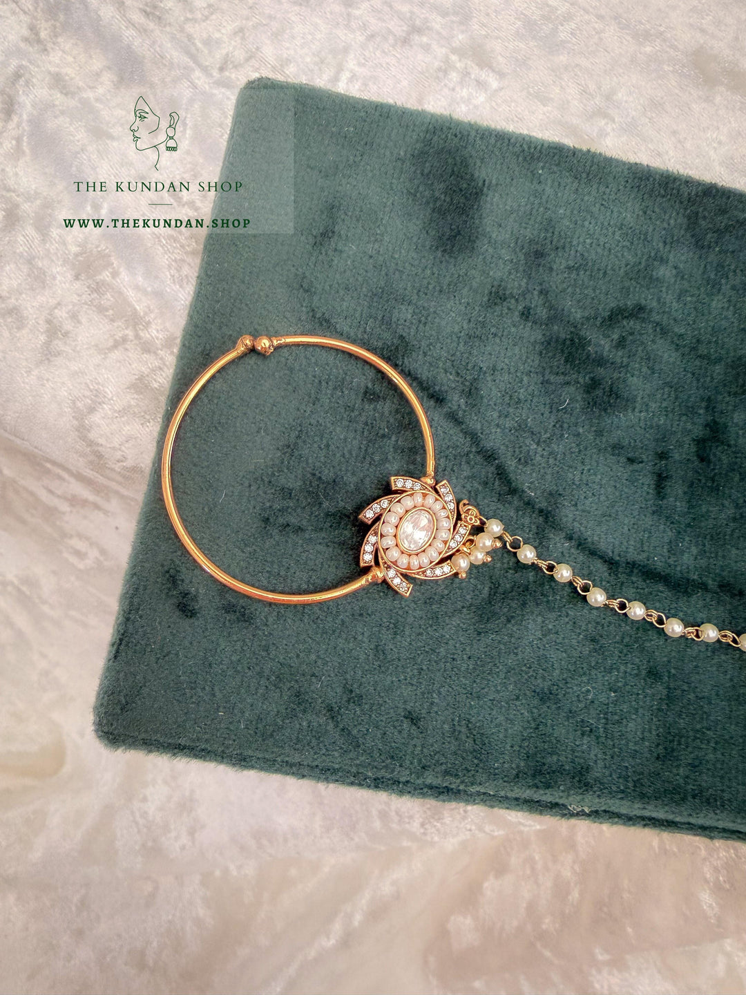 Rhinestone &amp; Kundan // Bridal Nose Ring Naath THE KUNDAN SHOP 