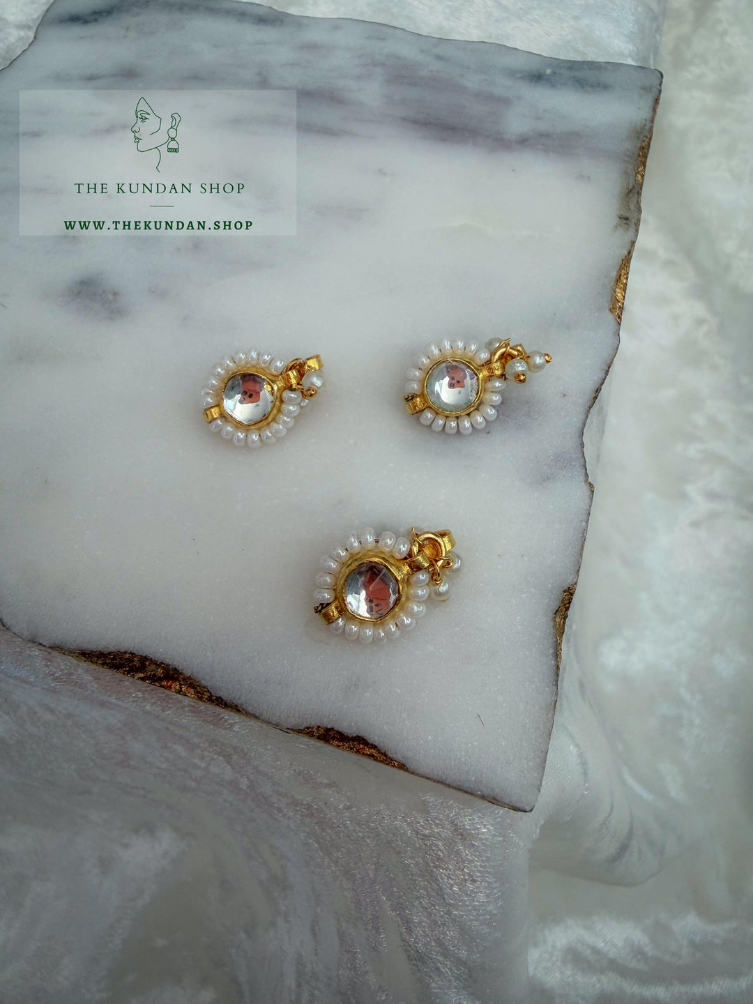 Round Kundan Nose Pin Naath THE KUNDAN SHOP Clear Stone 