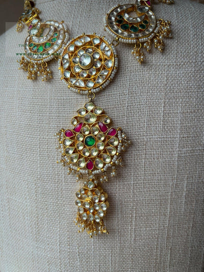 Round Drop Kundan Pendant Necklace Sets THE KUNDAN SHOP 