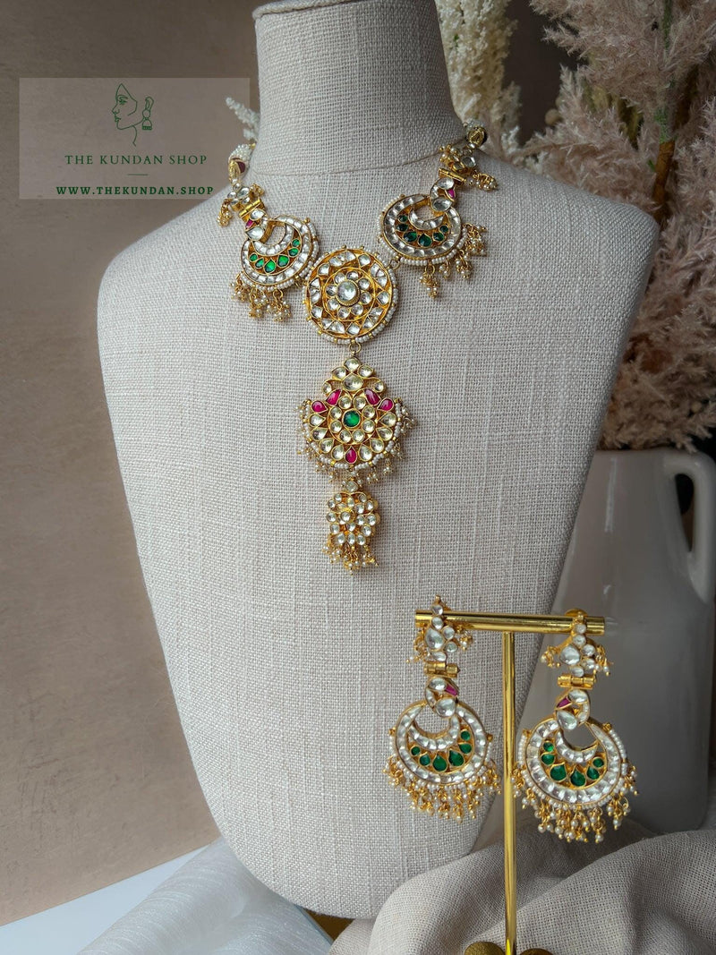 Round Drop Kundan Pendant Necklace Sets THE KUNDAN SHOP 