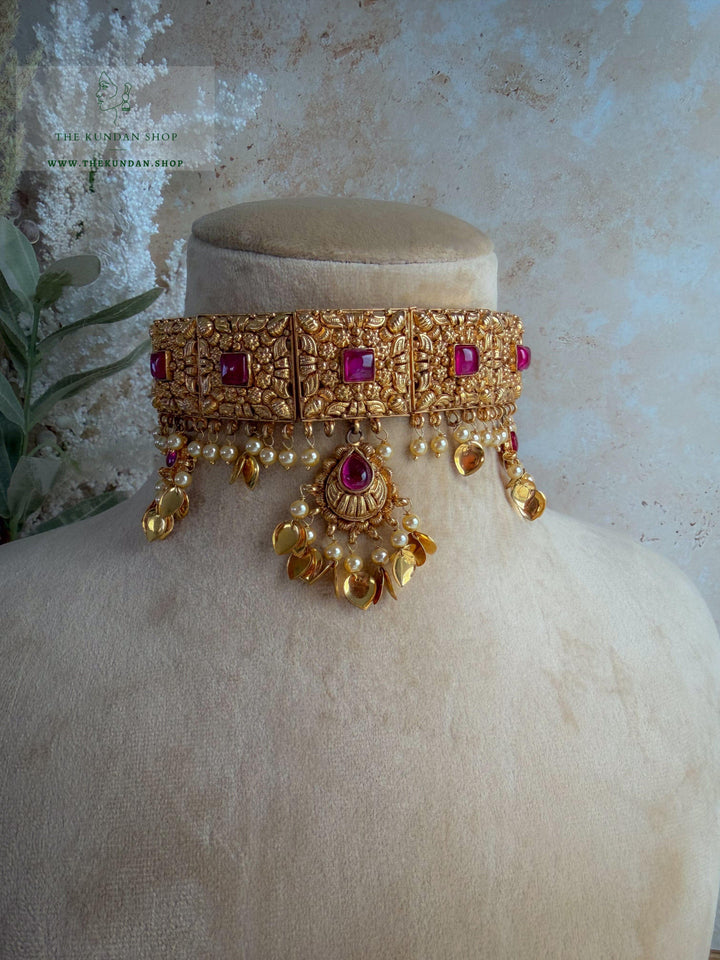 Royal Ember in Ruby // Pippal Patti Necklace Sets THE KUNDAN SHOP 