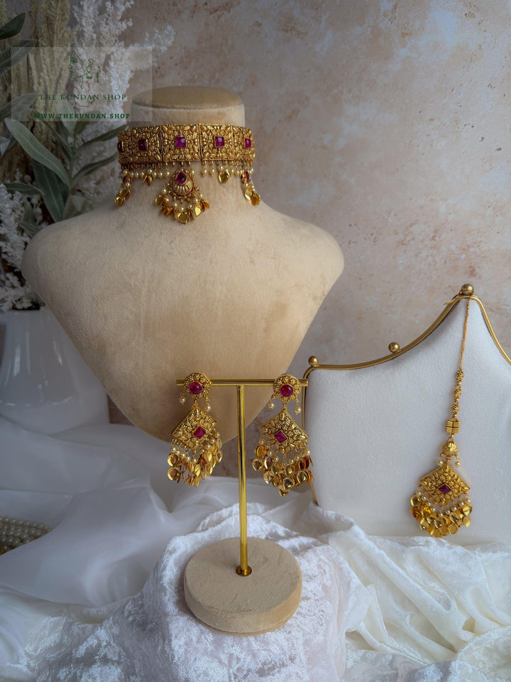 Royal Ember in Ruby // Pippal Patti Necklace Sets THE KUNDAN SHOP 