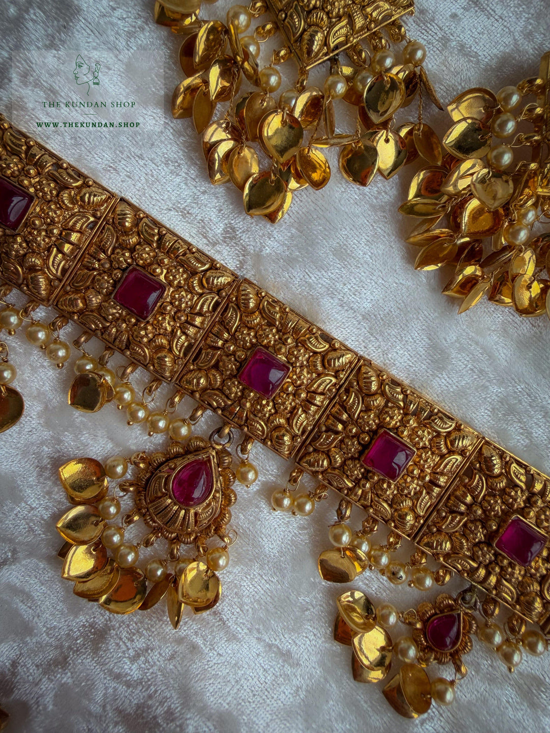 Royal Ember in Ruby // Pippal Patti Necklace Sets THE KUNDAN SHOP 