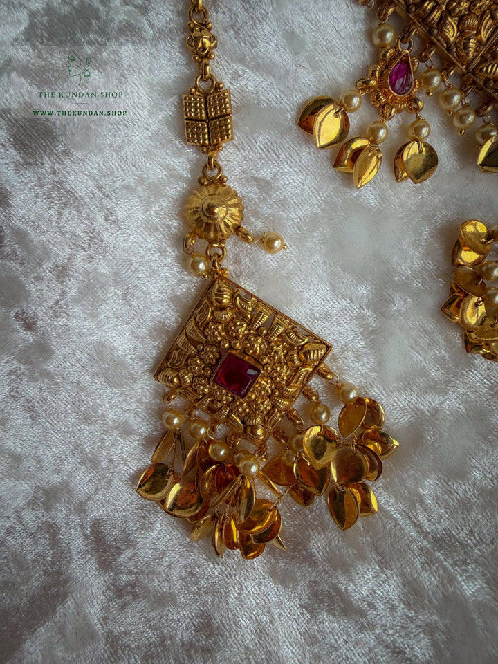 Royal Ember in Ruby // Pippal Patti Necklace Sets THE KUNDAN SHOP 