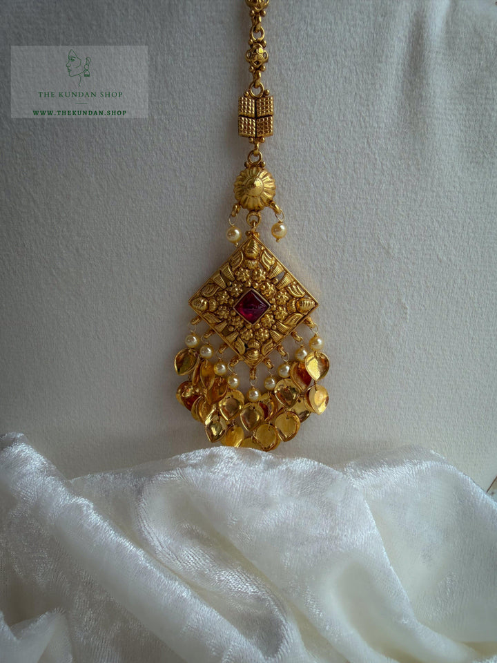 Royal Ember in Ruby // Pippal Patti Necklace Sets THE KUNDAN SHOP 