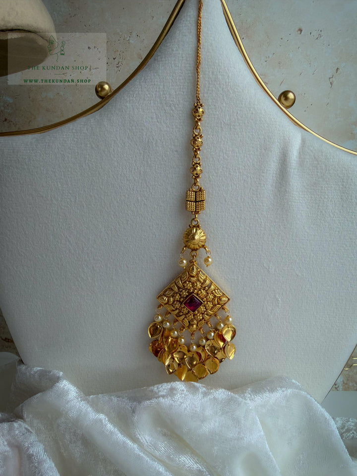 Royal Ember in Ruby // Pippal Patti Necklace Sets THE KUNDAN SHOP 