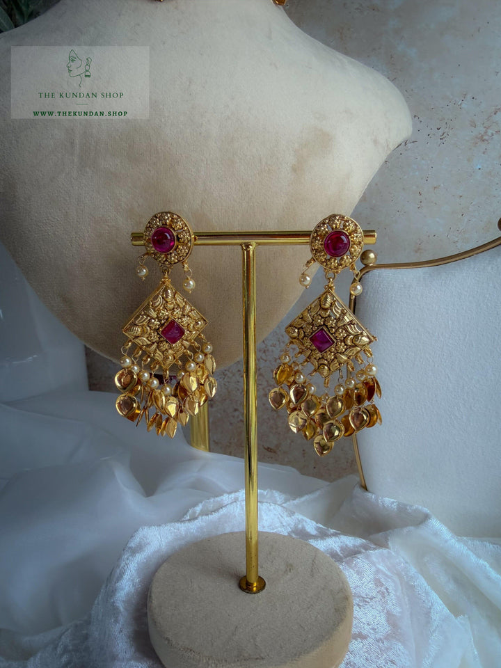 Royal Ember in Ruby // Pippal Patti Necklace Sets THE KUNDAN SHOP 