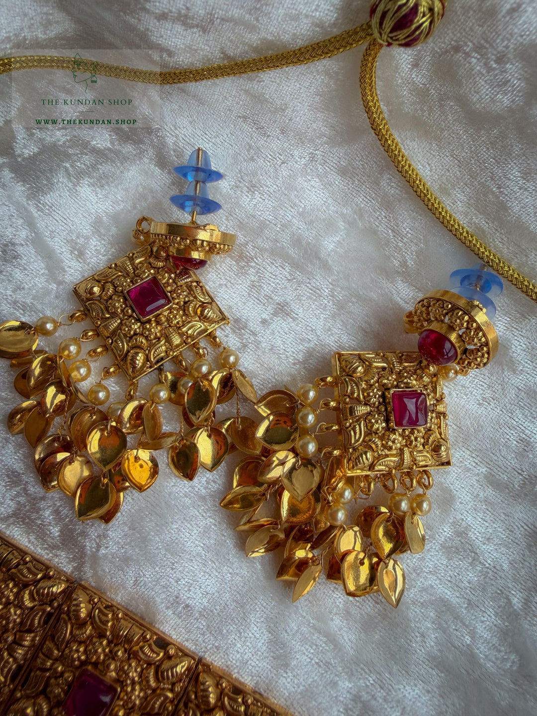 Royal Ember in Ruby // Pippal Patti Necklace Sets THE KUNDAN SHOP 