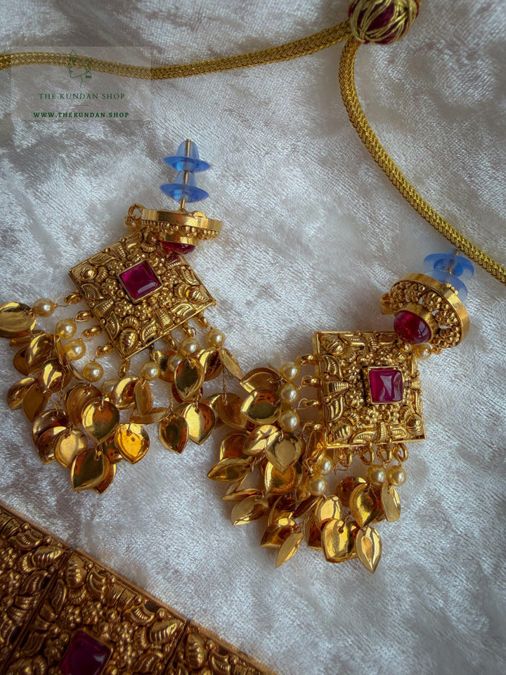 Royal Ember in Ruby // Pippal Patti Necklace Sets THE KUNDAN SHOP 