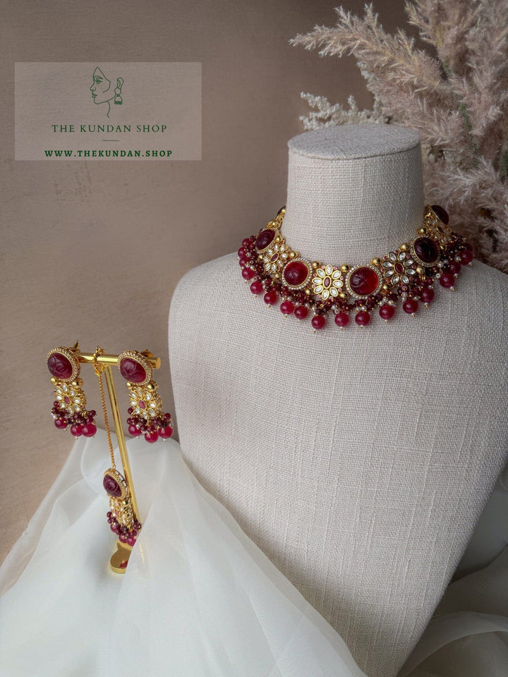 Floral Night in Ruby Necklace Sets THE KUNDAN SHOP 