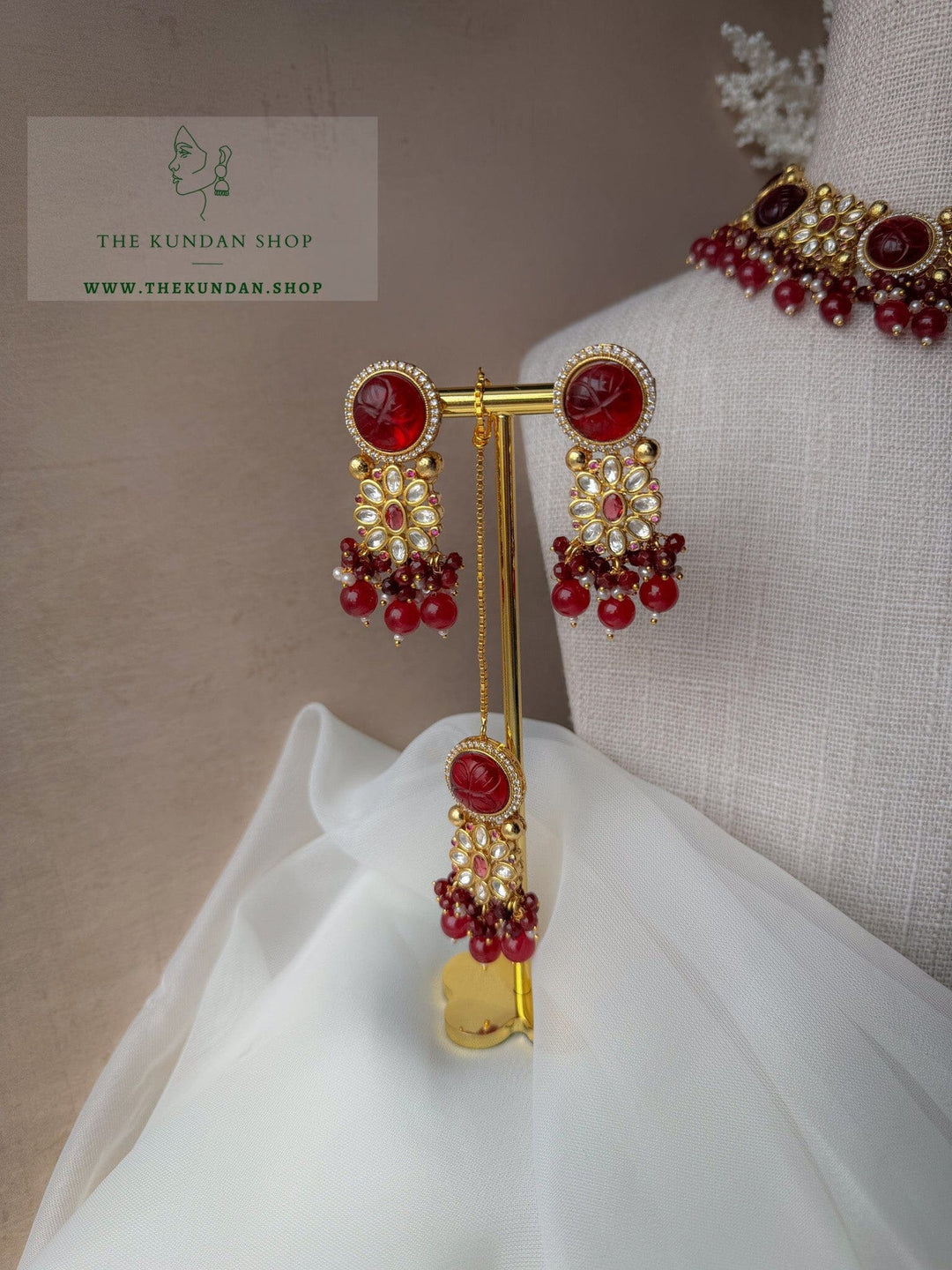 Floral Night in Ruby Necklace Sets THE KUNDAN SHOP 